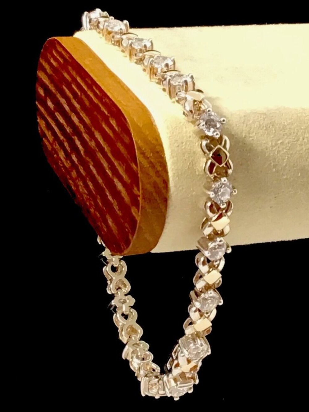 Sterling Silver Ross Simons Bracelet 10K Gold Plated CZ Hugs Kisses 16Grams 8”